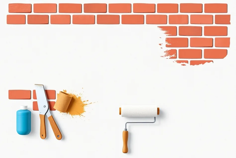 Outils de peinture disposés dans l'ordre des étapes du chantier